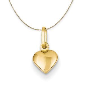 14k Yellow Gold Hollow Heart (6mm) Necklace - 18 Inch